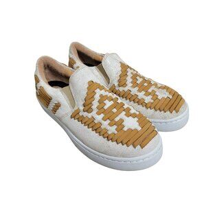 Agave Sky DAKOTA Leather Slip On Tennis Shoes Aztec Size 8 Loafers Casual Boho